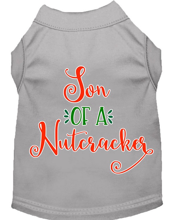 Son of a Nutcracker Screen Print Dog Shirt Grey Sm